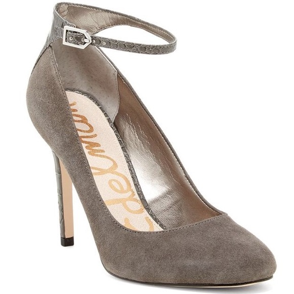 Sam Edelman Shoes - Sam Edelman Gray Ciara Ankle Strap Suede Pump 8